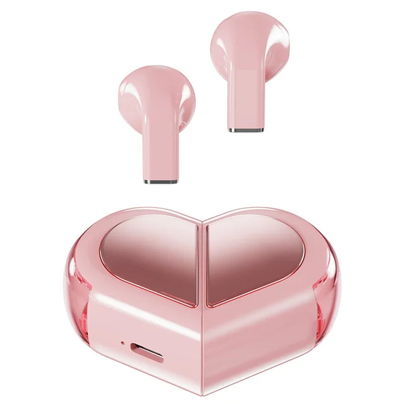 New Fashionable Bluetooth Wireless Headphone Heart Shaped TWS Headset Women'S Heart Shaped In-Ear Earbuds Couple Earphone Presen